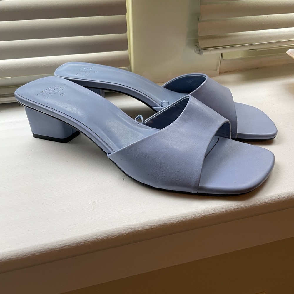 Zara blue mules